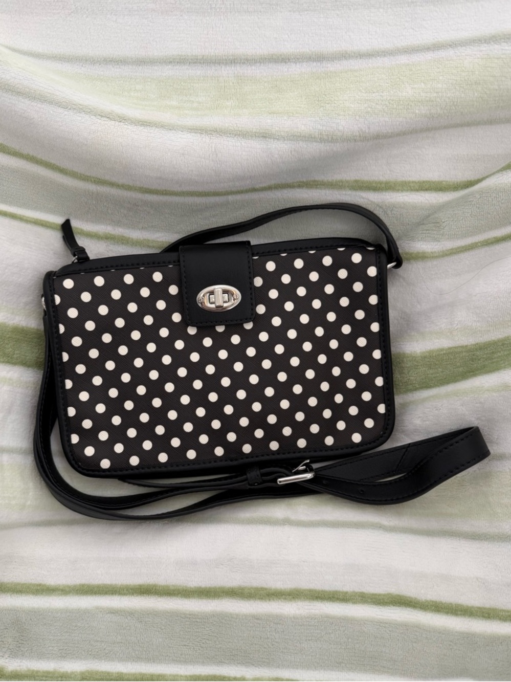 Talbot’s Black and White Polka Dot Crossbody Bag